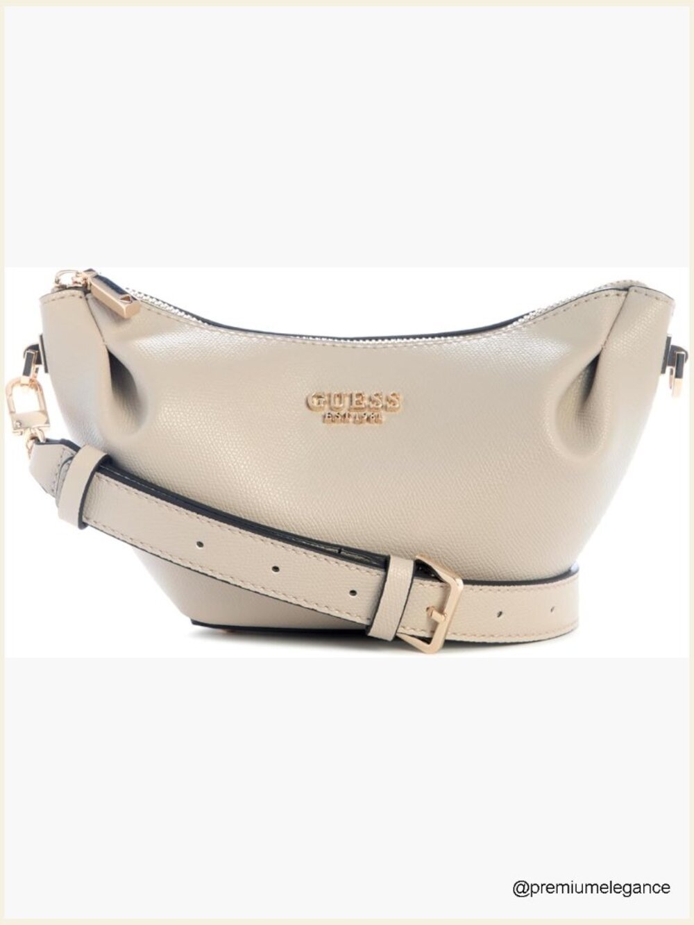 Top Zip Hobo Shoulder Bag with Gold Hardware
